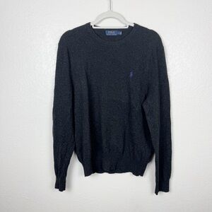 Polo Ralph Lauren Dark Gray Crewneck Sweater 100% Merino Wool Size Large